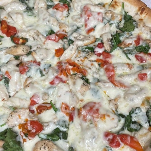 Chicken Roasted Peppers Pizza.