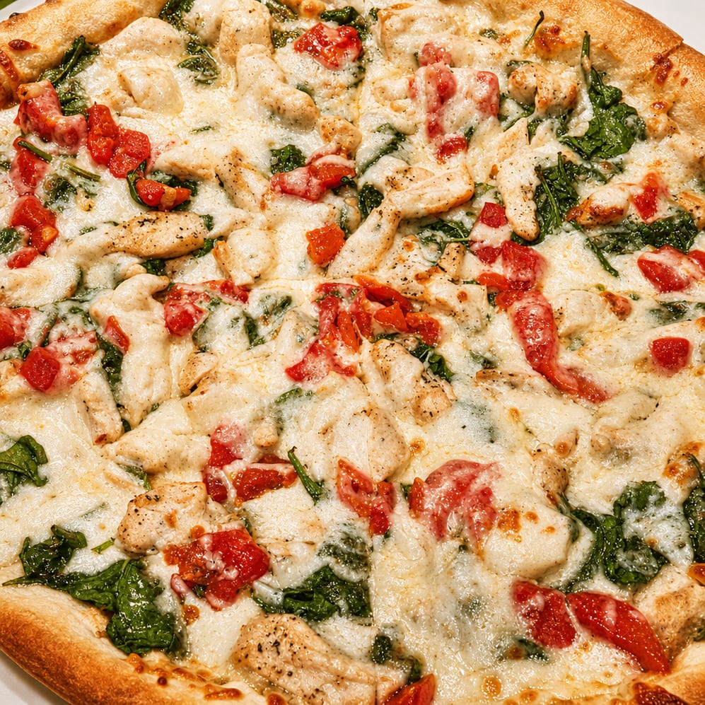 Chicken Roasted Peppers Pizza.