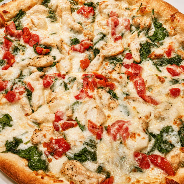 Chicken Roasted Peppers Pizza.