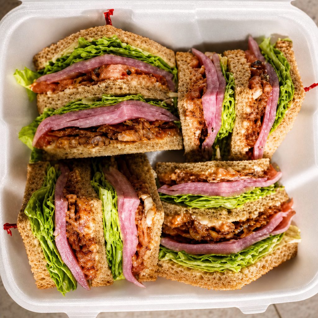 Double Decker Ham Club Sandwich.